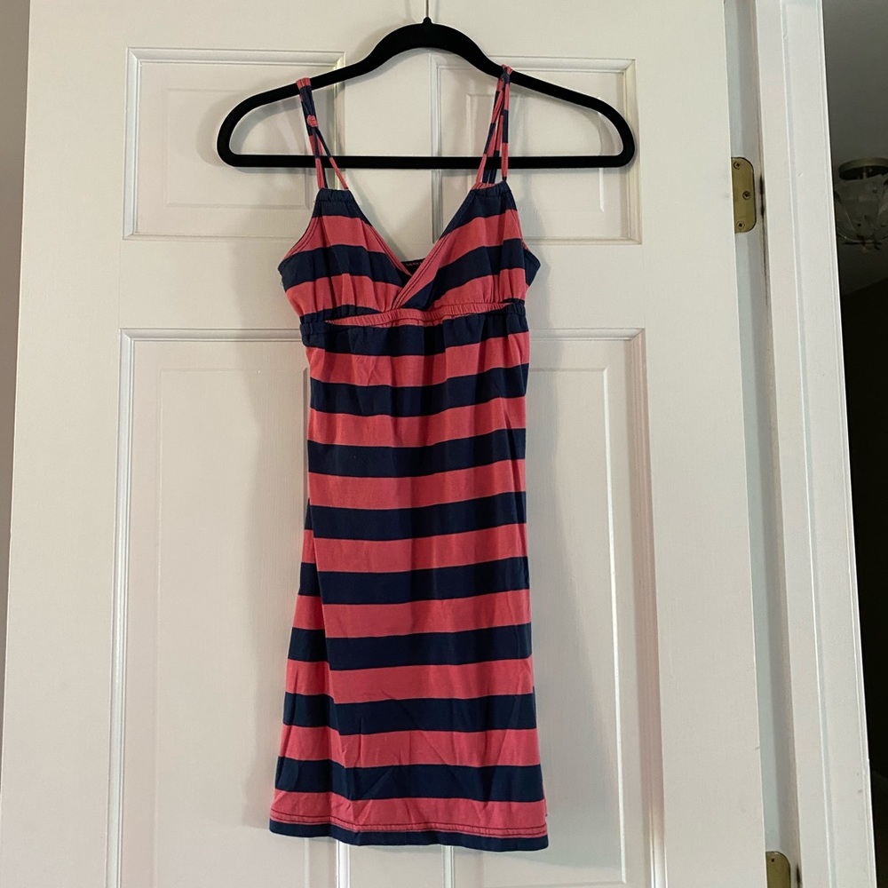 Pink and blue striped dress